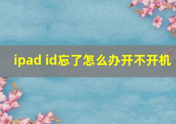 ipad id忘了怎么办开不开机